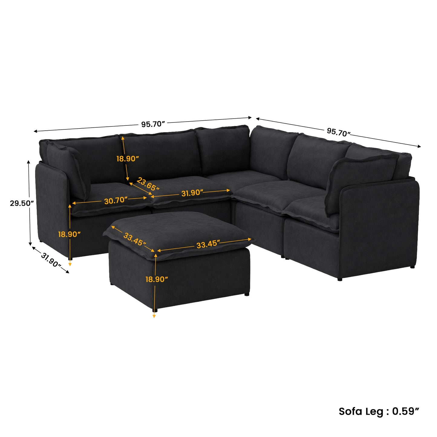 Luna Slim Arm Sofa Set
