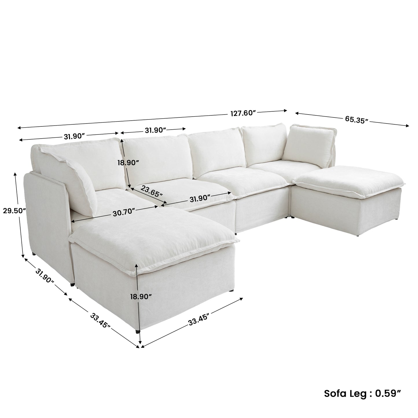 Luna Slim Arm Sofa Set