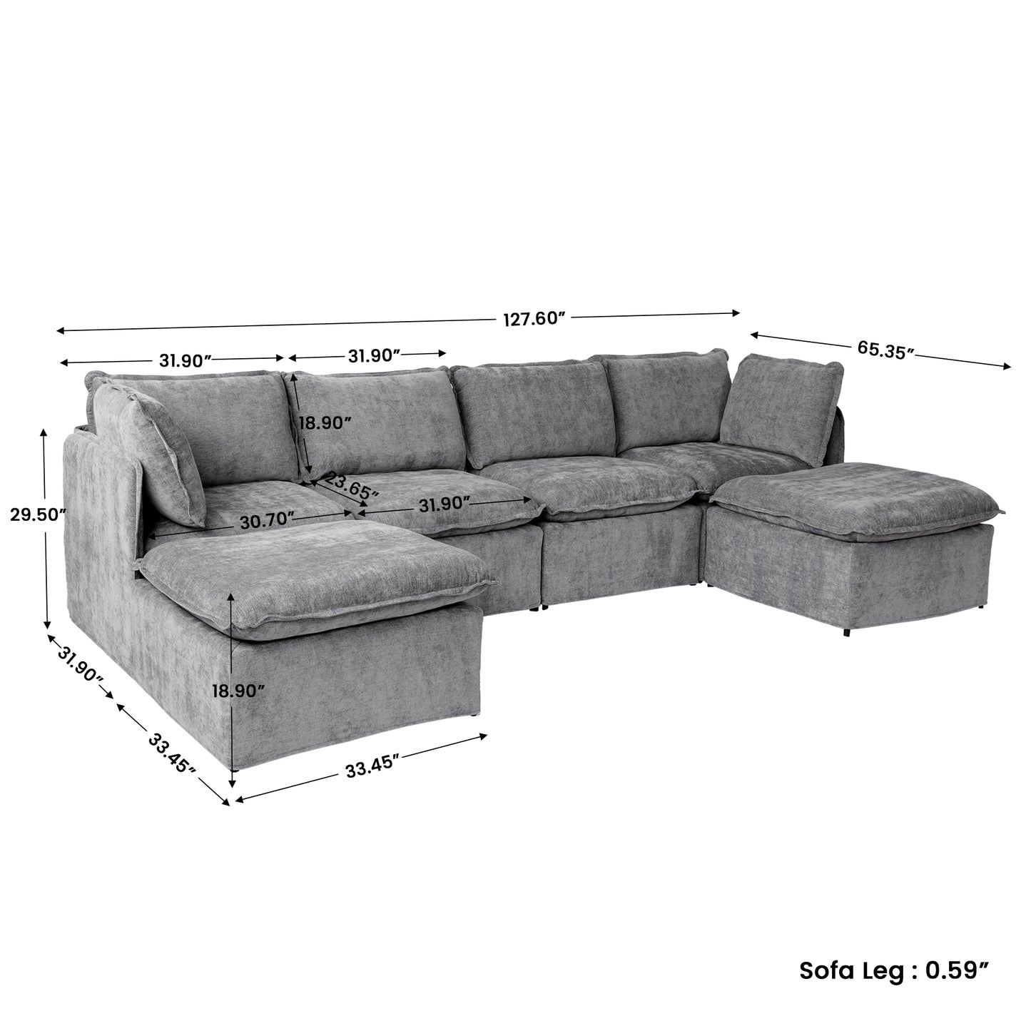 Luna Slim Arm Sofa Set