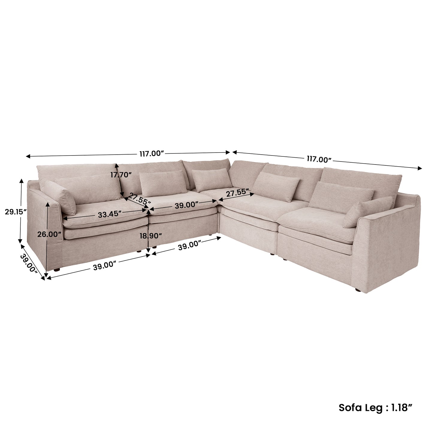 Jemma Track Arm Sofa Set
